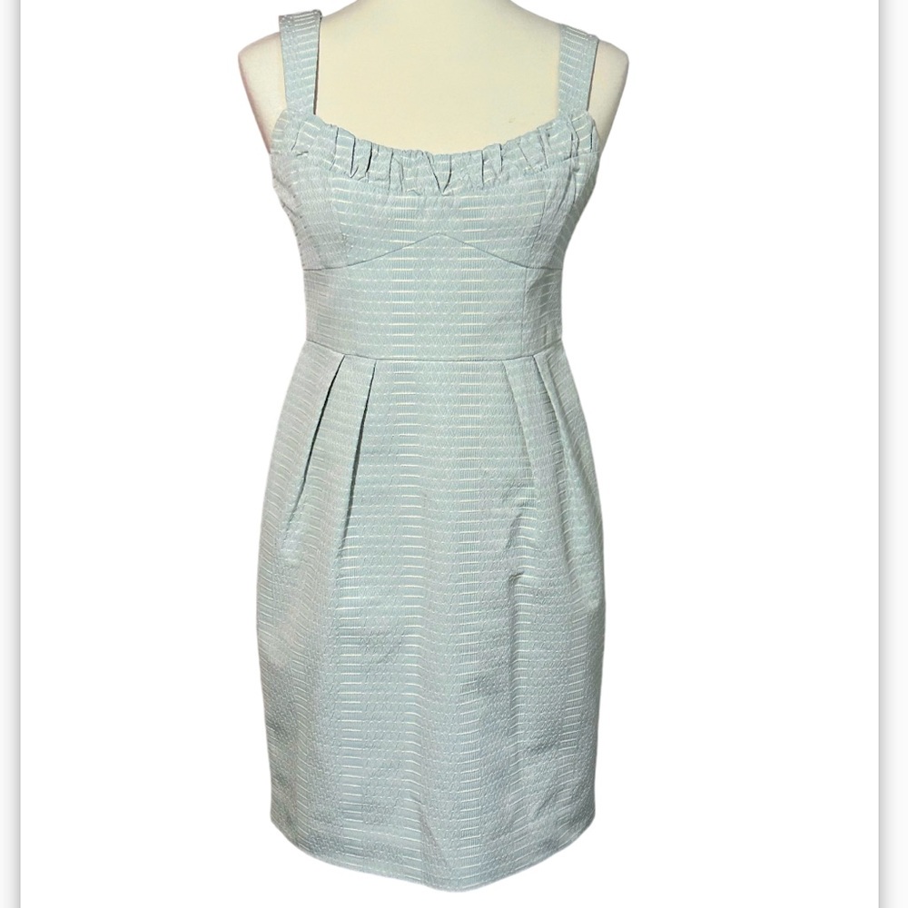 Nanette Lepore for Berdorf Goodman Pale Blue Patterned Sheath Dress Size 4